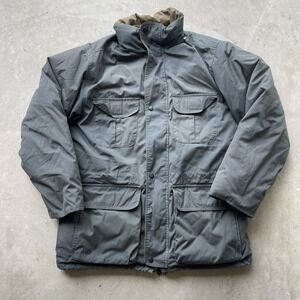 Vintage Eddie Bauer Ridge Line Parka Jacket Mens Medium Gray Green Goose Down